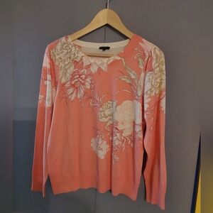 Talbots Floral Coral Sweater
